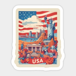 Vintage Travel USA Design Sticker